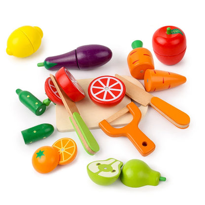 Simulation Kitchen Pretend Toy Wooden Classic Game Montessori Educational Toy For Children Kids Gift Cutting Fruit Vegetable Set Beauty World Shop