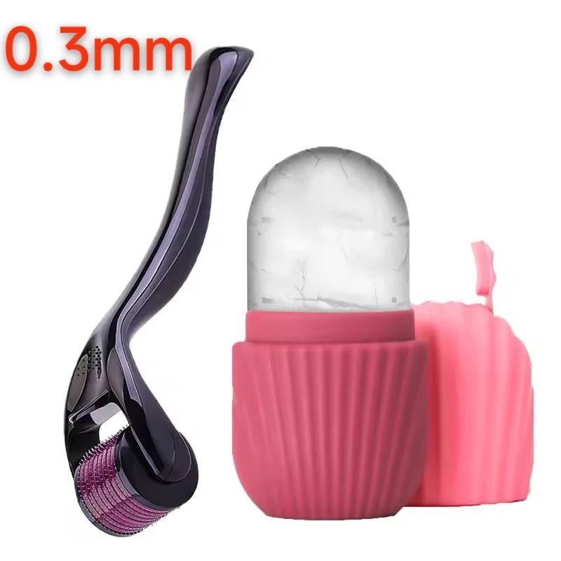 Ice Facial Roller Tool Skin Care Beauty Two-Piece Set Suitable For Skin Beard 0.2/0.25/0.3mm Needle Micro Facial Roller Tool Beauty World Shop