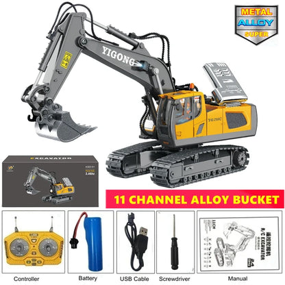 4WD Remote Control Excavator 4x4 Alloy Dump Truck Bulldozer Radio Model RC Car Construction Vehicle Toy Children Kids Gifts Beauty World Shop