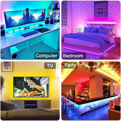 Bluetooth USB 5V RGB LED Strip Light 5050 Controller 5M Flexible Diode Lamp Tape Lights TV Background Lighting Desk Room Decor Beauty Fashion