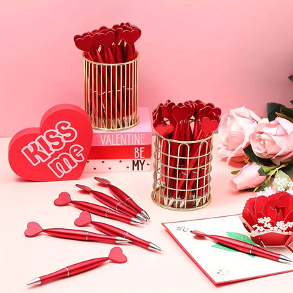 12pcs Valentine's Day Heart Shape Pens Black Gel Ink Rollerball Pens for Office School Supplies Gift Kids Ballpoint Pens Beauty World Shop