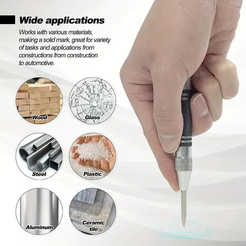 Auto Center Puncher Hole Marker Wood Metal Steel Spring Load Kerner Drill Locator Heavy Duty Punch Carpentry Automatic Hand Tool Beauty World Shop