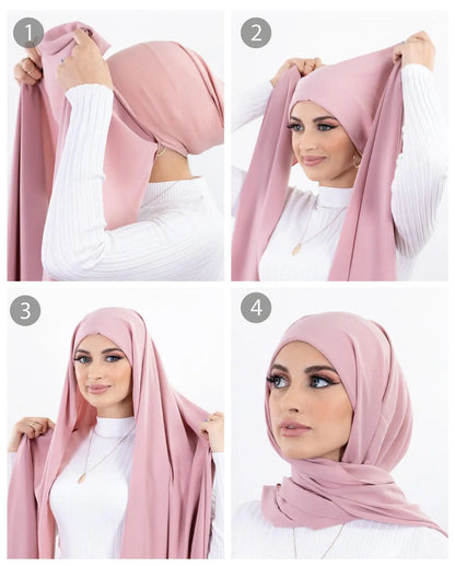 Pin Free Instant Chiffon Hijab Women Jersey Bonnet Islam Shawls and Wraps Bonnet Hijab Underscarf Cap Foulard Femme Beauty World Shop