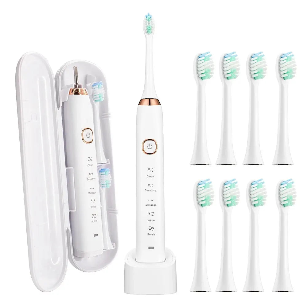 Sonic Electric Toothbrush Smart Ultrasonic Dental Teeth Whitening Rechargeable Adult Tooth Brush Sarmocare S100 With8 Brush Head Beauty World Shop