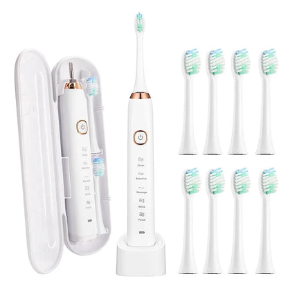 Sonic Electric Toothbrush Smart Ultrasonic Dental Teeth Whitening Rechargeable Adult Tooth Brush Sarmocare S100 With8 Brush Head Beauty World Shop