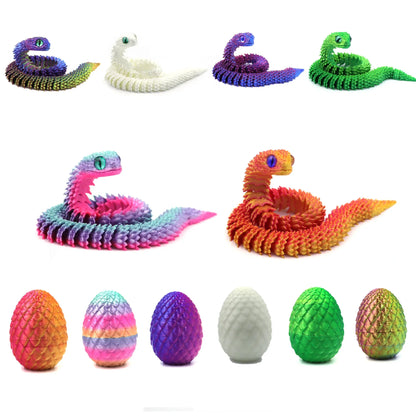 3D Printing Action Figure Snake Egg Toys Creative Stress Relief Anime Figures Moveable Rotation Desktop Ornaments Gift Beauty World Shop