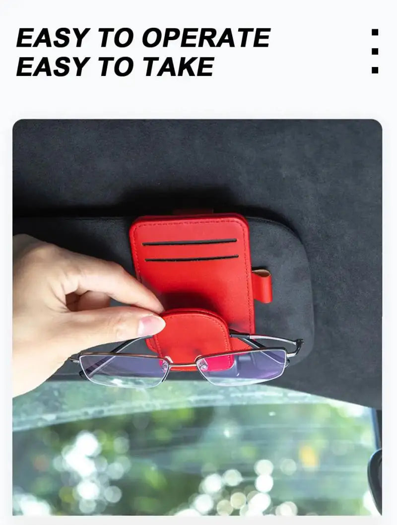 Multifunctional Pu Leather Car Sun Visor Glasses Holder Creative Sunshade Sunglasses Storage Case Magnetic Clip Pen Card Holder Beauty World Shop