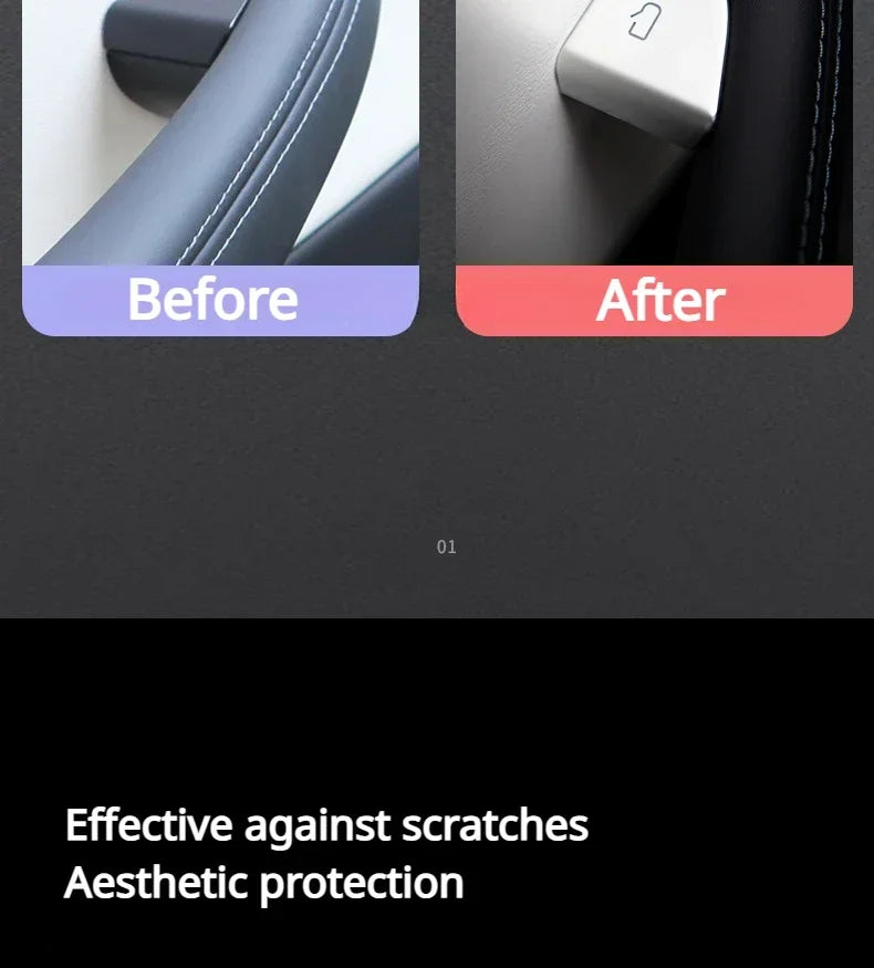 For Tesla Model 3 Highland Model Y Juniper/Launch 2025 Car Open Door Button Stickers 4X Handle Cover Interior Protection Trim Beauty World Shop
