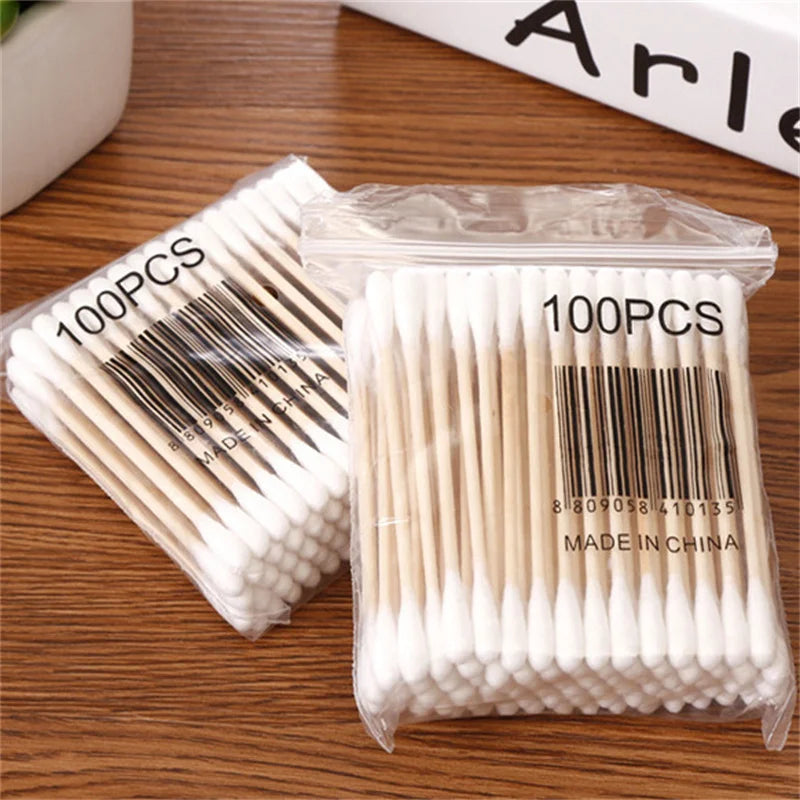 100/500/1000/2000pcs Double Head Women Makeup Cotton Buds Tip Cotton Swab For Wood Sticks Nose Ears Cleaning Health Care Tools Beauty World Shop