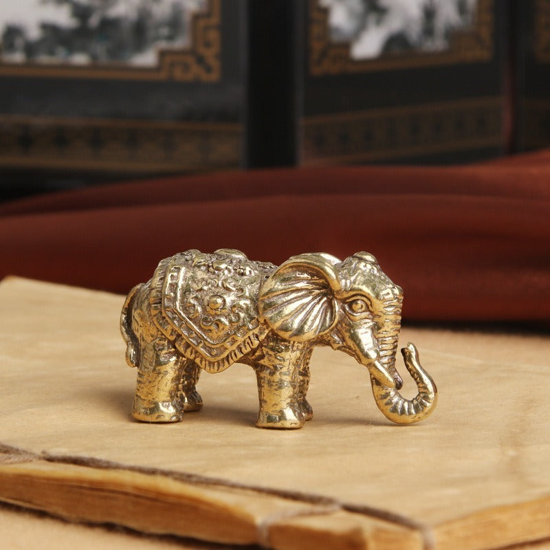 Antique Bronze Minature Elephant Figurines Tea Pet Table Ornament Decorations Solid Copper Animal Crafts Home Decor Living Room Beauty World Shop