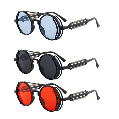Classic Gothic Steampunk Sunglasses Luxury Brand Designer High Quality Men and Women Retro Round Pc Frame Sunglasses Beauty World Shop