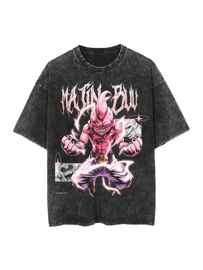 Anime Dragon Ball Cosplay Washed T-Shirt Cotton Short Sleeve Loose Large Casual Sports Fitness T-Shirt Men's Harajuku Clothing Beauty World Shop