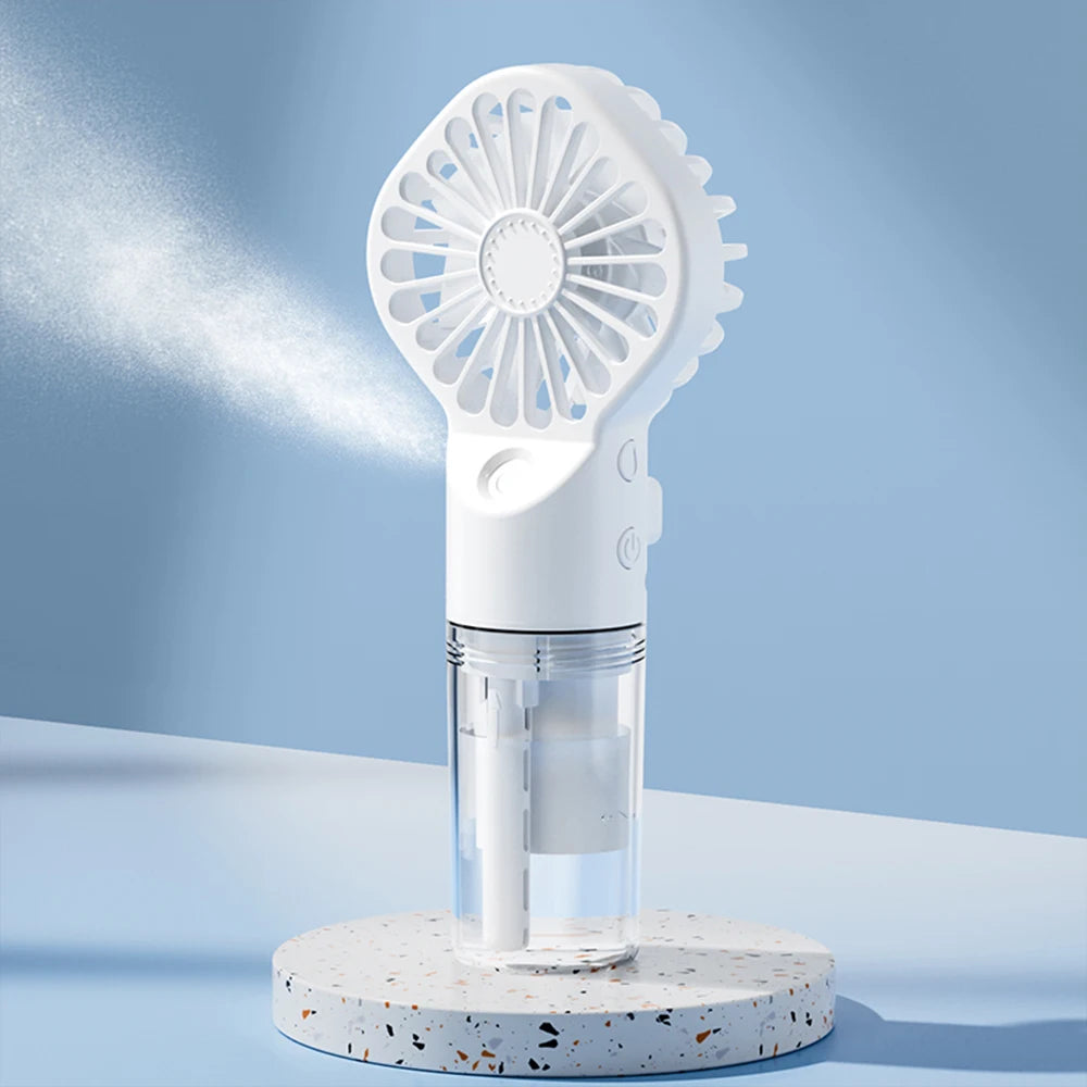 Portable Humidifier Fan Mini Handheld Mist Fan Portable USB Rechargeable Handheld Fan with Humidifier Mini Water Spray Hand Fan Beauty World Shop