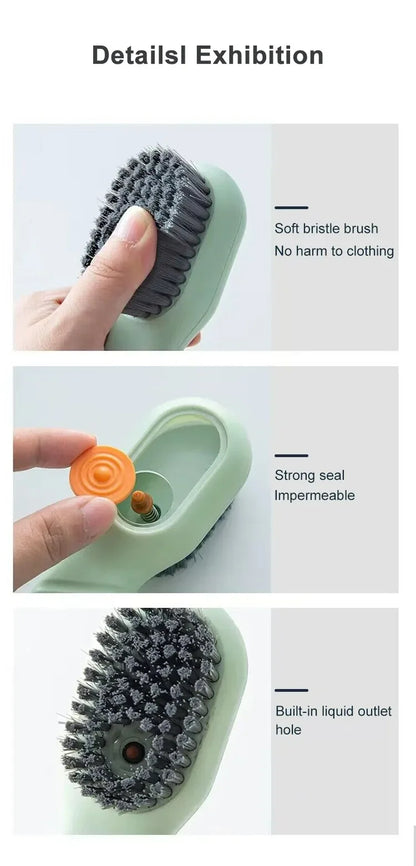 Multifunction Cleaning Shoe Brush Soft Automatic Liquid Shoe Brush Long Handle Clothes Soap Brush With Hook Clean Tool Beauty Fashion
