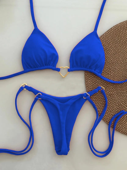 New Solid Color White Bikini Women suit Low Waist Lace-up Fashionable Swimsuit Two-piece Set Beauty World Shop