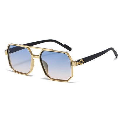 Hiking New Fashion Double Beam Polygonal Anti Light Glasses Retro Personalized Trendy Large Frame Eyewear European and American Beauty World Shop