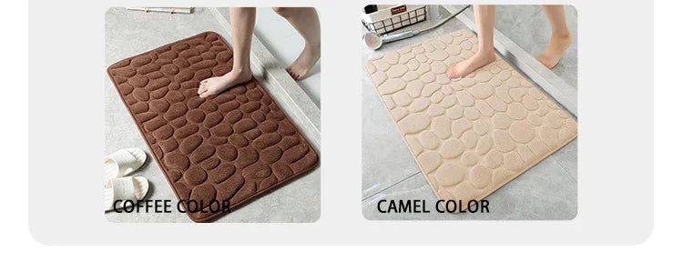 Pebble Embossed Memory Foam Bath Blanket Absorbent Non-Slip Indoor Floor Mat for Bathroom Door Beauty World Shop