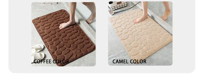 Pebble Embossed Memory Foam Bath Blanket Absorbent Non-Slip Indoor Floor Mat for Bathroom Door Beauty World Shop
