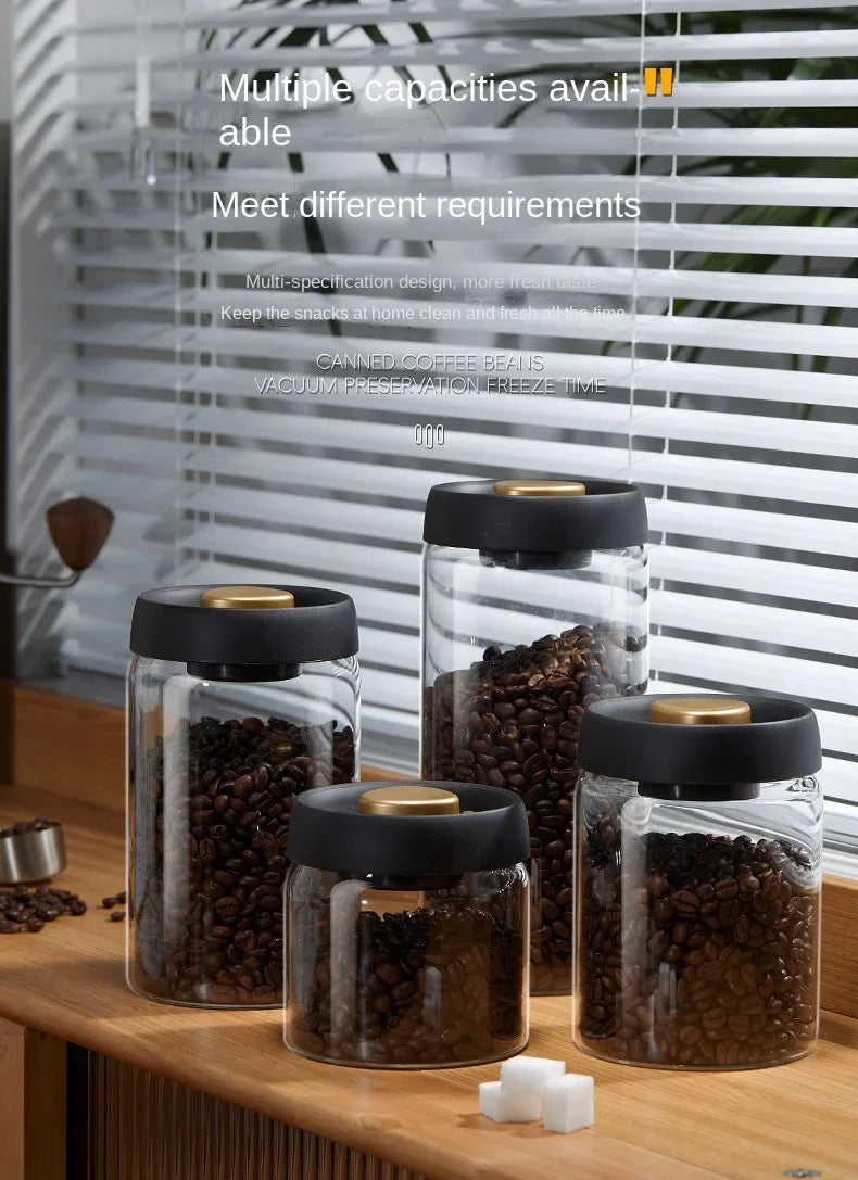 Manual Vacuum Sealed Coffee Jar High Borosilicate Glass Moisture Proof Tea Storage Container for Kitchen Coffee Beauty Trend Shop