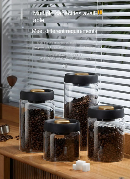 Manual Vacuum Sealed Coffee Jar High Borosilicate Glass Moisture Proof Tea Storage Container for Kitchen Coffee Beauty Trend Shop