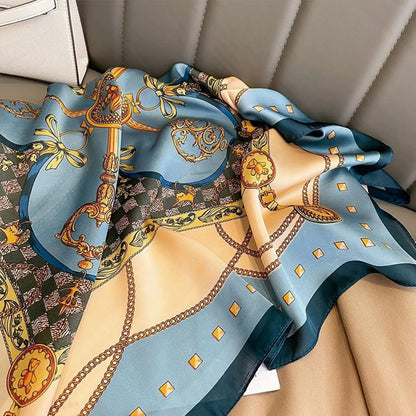 70x70cm Fashionable Korean Style Silk Square Scarf Satin Print Hairband Necktie Hair Accessory Headscarf Versatile Wrap Scarf Beauty World Shop