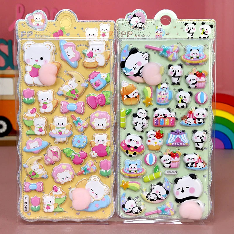 1 Sheet 3D Cute Animal Butt Stickers, Stress Relief Puffy Squishy Sticker for DIY Scrapbook Guitar Phone Case Laptop Decal Beauty World Shop