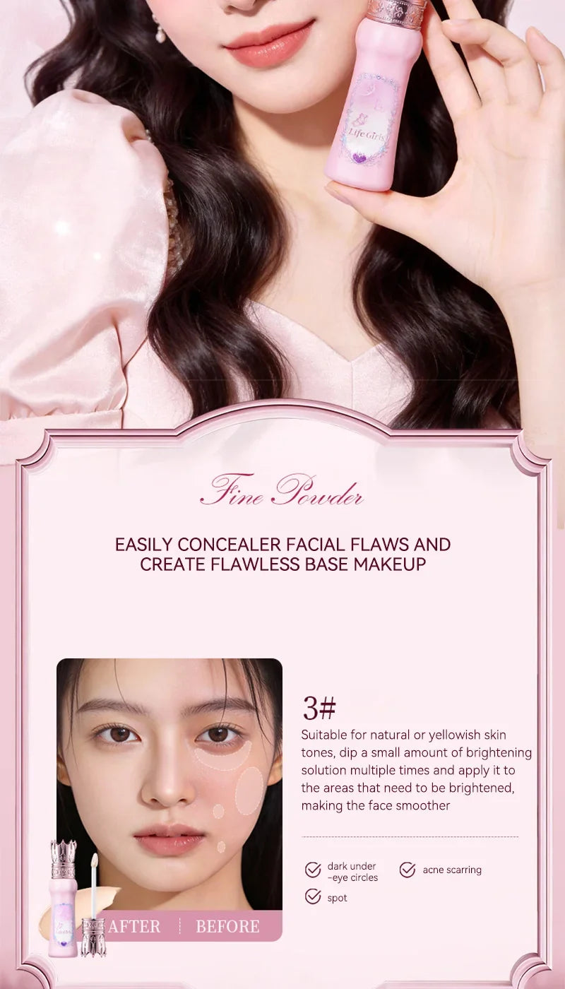 Hua Yin Ji Brightening Concealer, a fair-skinned girl's tender pink look, natural nude makeup, and a natural look,flowers Beauty Trend Shop