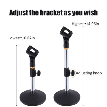 Portable Mic Stand Professional Pedestal Feet Adjustable Desk Holder Bracket Speech Live Fixing Frame Microphone Bracket Beauty World Shop