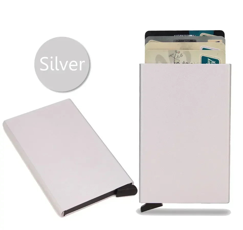 Small and Practical Pop Up Minimalist Smart Wallet Thin Slim RFID Credit Card Holder for Men Women Metal Purse Mini Wallets Beauty World Shop