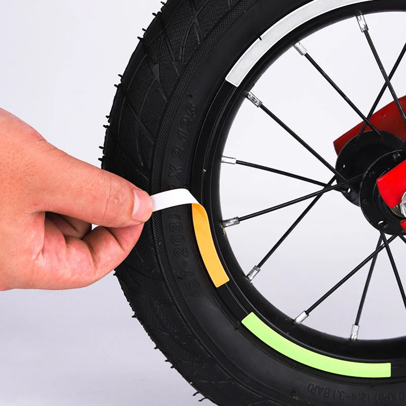 Reflective Tire Sticker Safety Sticker Color Kids Balance Bike Reflective Sticker Wheel Decal Bike Accessories Beauty World Shop