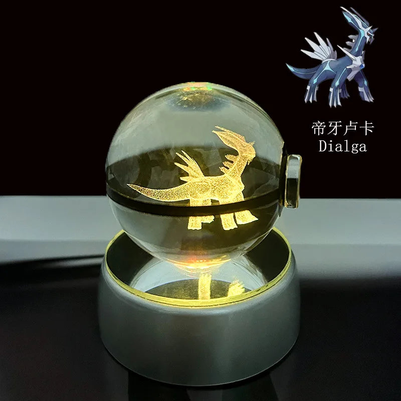 Pokemon Crystal Ball Pikachu Gengar Eevee Mewtwo Lacario Anime Game Pokeball Led Night Light Base Kids Birthday Gift Home Decor Beauty World Shop