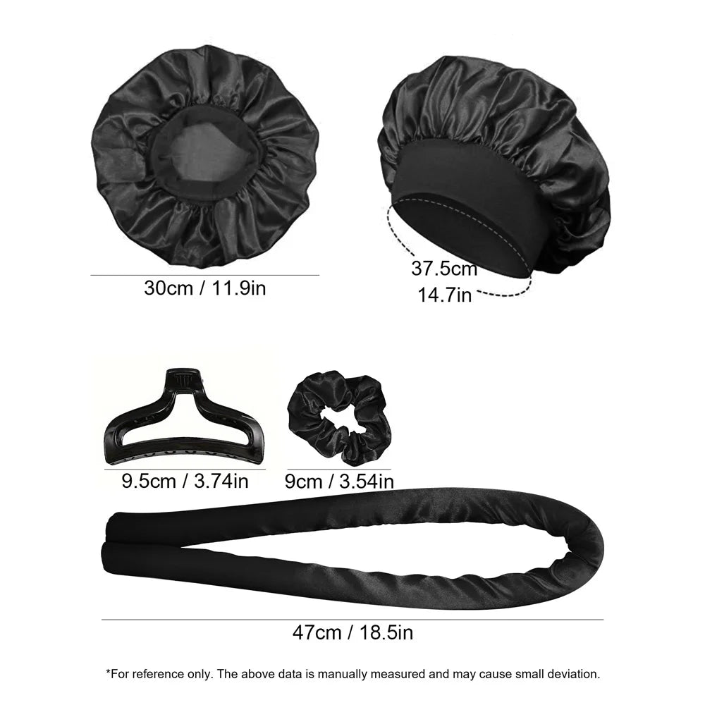 4pcs in 1 Sponge Hair Curlers with 1 Clips & 2 Scrunchies - Soft Curling Rods for Long/Short Hair, DIY Styling Tools Beauty Fashion