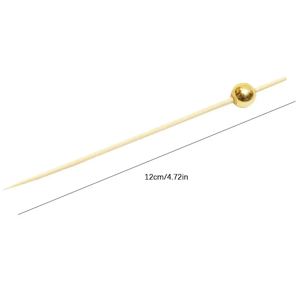 200/100/25Pcs Gold Pearl Cocktail Picks Food Fruit Picks Wedding Party Disposable Cake Dessert Cocktail Sticks Toothpick Skewer Beauty Trend Shop