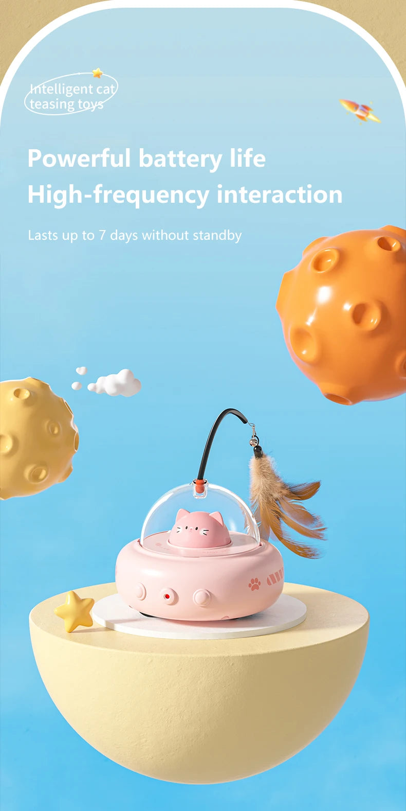 Smart Teaser Cat Toy Electric UFO Cat Teaser Stick With Bell Training Pet Toys Replaceable Feather Interactive Cat Supplies Beauty World Shop