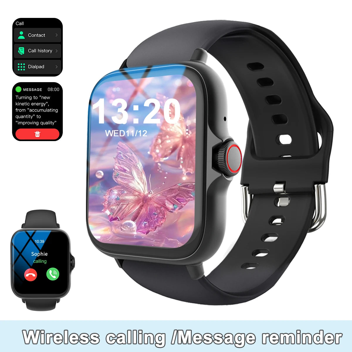 Smart watch with full touch screen, call, message reminder, music control and other functions, compatible with iPhone/android mo Beauty World Shop