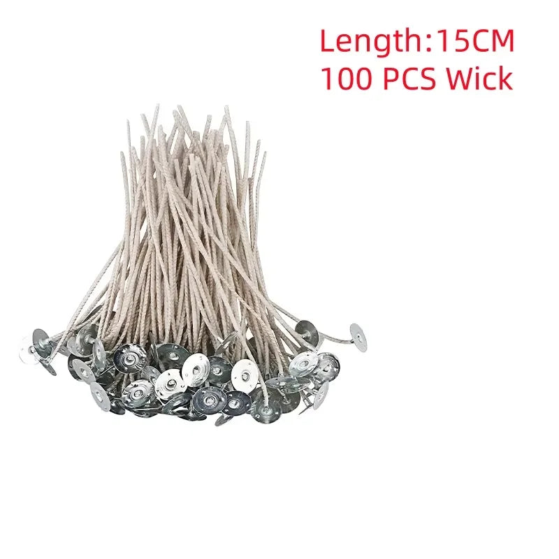 100pcs Waxed Cotton Candle Wicks Set with Stand Original Smokeless Candle Wicks Soy Oil Wax Core Woven Making Candles Supplies Beauty World Shop