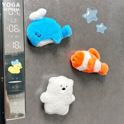 30pcs/box Original Small Aquarium Marine Animal Plush Refrigerator Sticker Blind Box Cute Magnetic Sticker Kawaii Plushies Toy Beauty World Shop