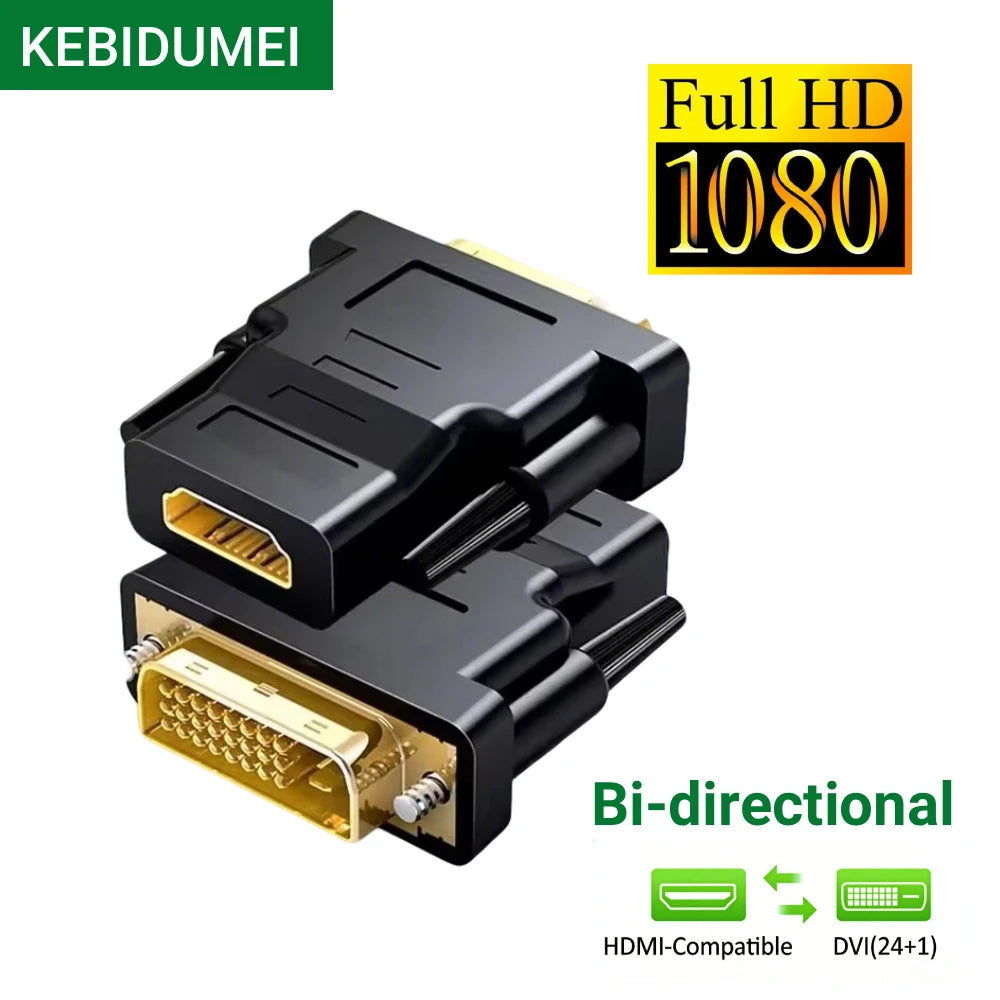 1080P DVI to HDMI-Compatible Cable Adapter DVI Male to Female Bi-directional Connector Converter for PS3 Projector Laptop TV Box Beauty World Shop