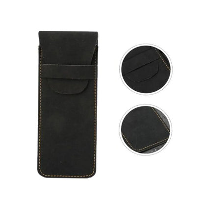 Vintage Frosted PU Leather Flap Pen Case High-end Fountain Pen Protective Sleeve Large Capacity Double Set of Pen Case Beauty World Shop