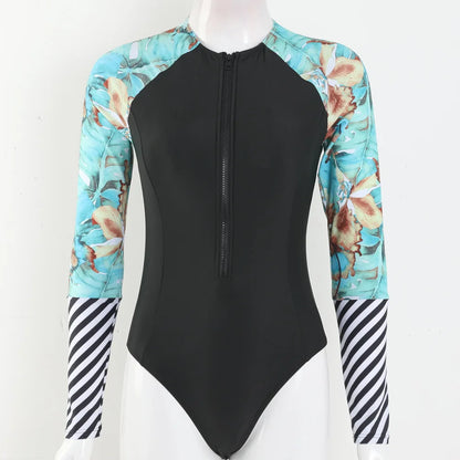 2026 Surfing Sport Swimsuit Long Sleeves Women One Piece Swimsuit  Swimwear Solid Monokini Bathing Suit Tropical Bodysuit Female Beauty World Shop