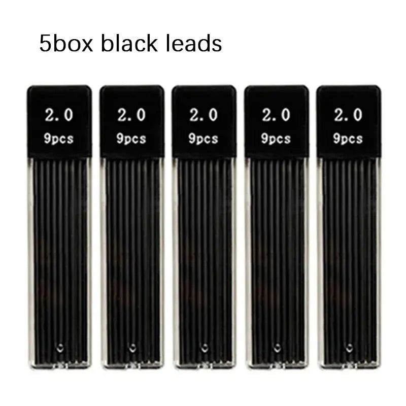 Mechanical Pencil Set 2.0mm with 2B Black/Colors Lead Refill for Writing Sketching Art Drawing Painting School Automatic Pencils Beauty World Shop