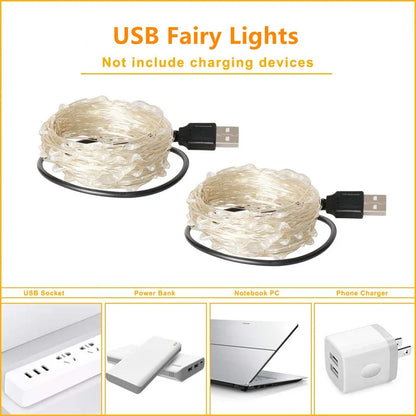 USB Led Fairy Lights Copper Wire String 20M 200LED Holiday Outdoor Lamp Garland For Christmas Tree Wedding Party Decoration Beauty World Shop