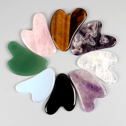 Heart Guasha Stone Face Rose Quartz Jade Massage Tool Chin Nose Lifting Firming Scraping Board Massage Facial Health Care Skin Beauty World Shop