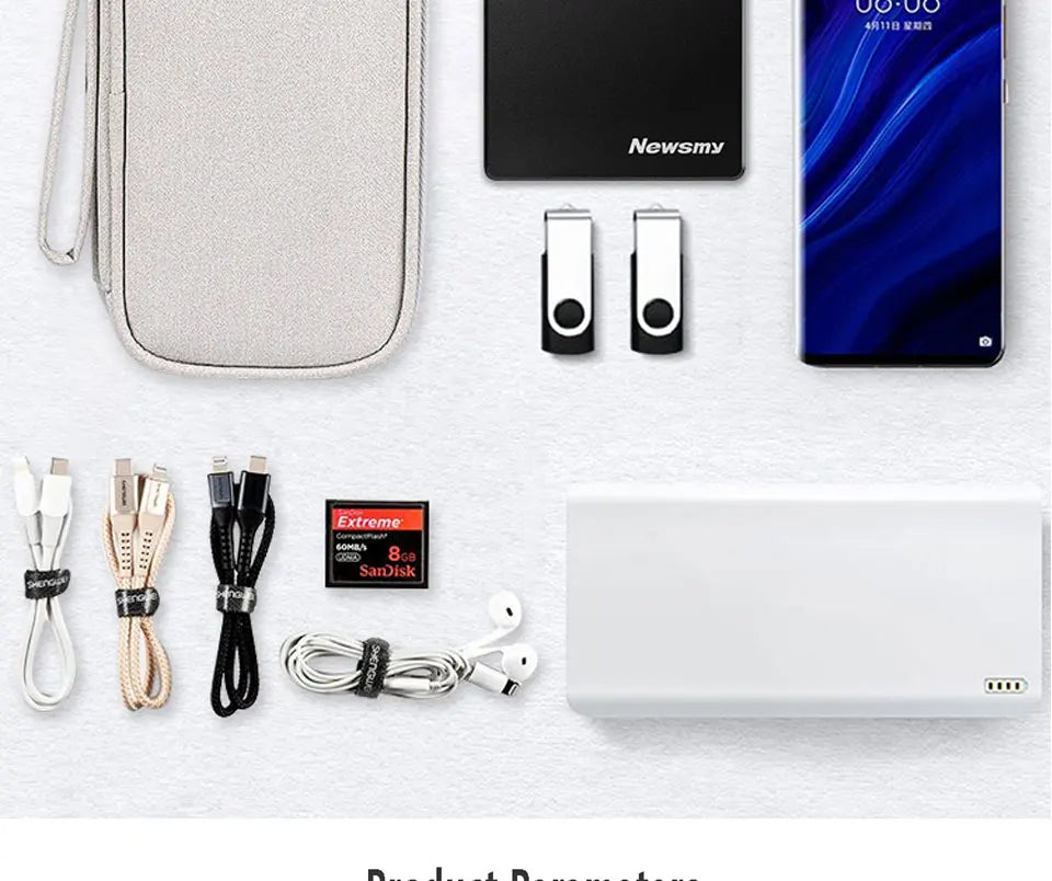 Data Cable Storage Bag Waterproof Portable Carry Case  Storage Bag Travel Organizer Bag for Cable Cord USB Charger Beauty World Shop