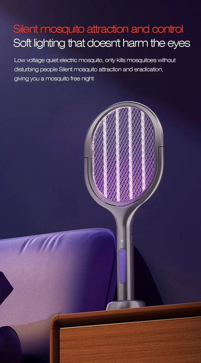 Telescopic Electric Mosquito Swatter & UV Trap Lamp, Extendable 109cm, Safe Physical Killer, Rechargeable, Wall Mount No Gap Beauty World Shop