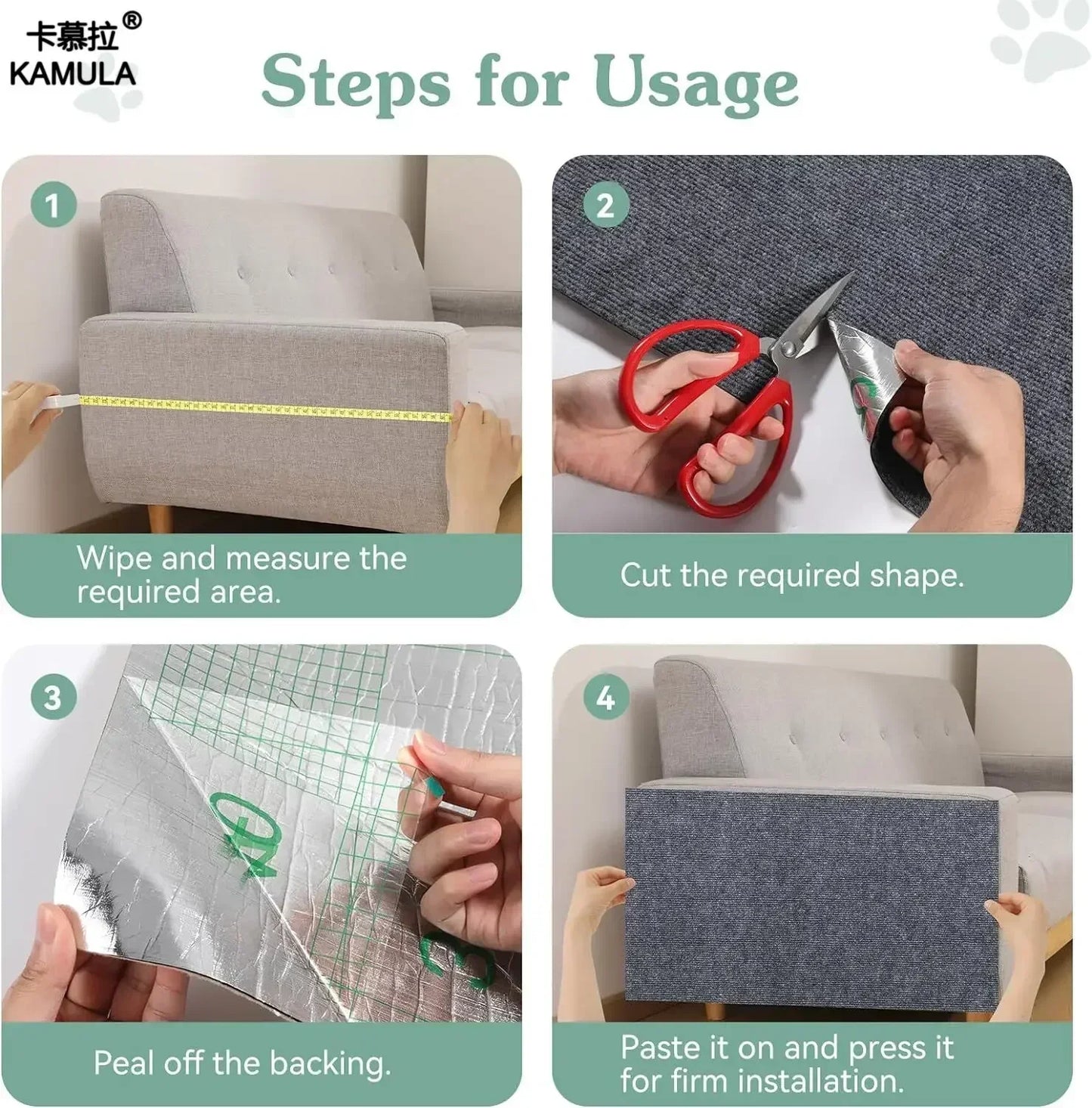 Self-Adhesive Cat Scratching Mat Trimmable Cat Carpet Cat Scratching Carpet Corner Wall Cat DIY Scratch Furniture Protector