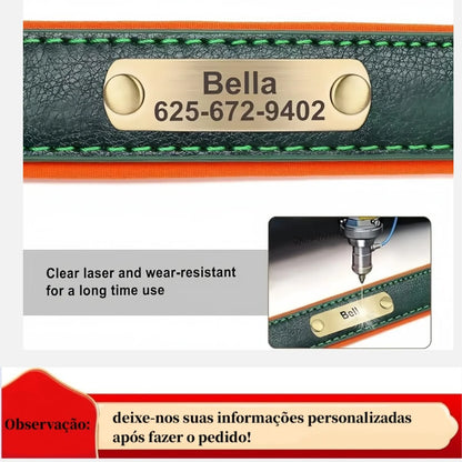 Personalized Customized Leather ID Nameplate Dog Collar Soft Padded Dogs Collars Free Engraving Name for Small Medium Large Dogs Beauty World Shop