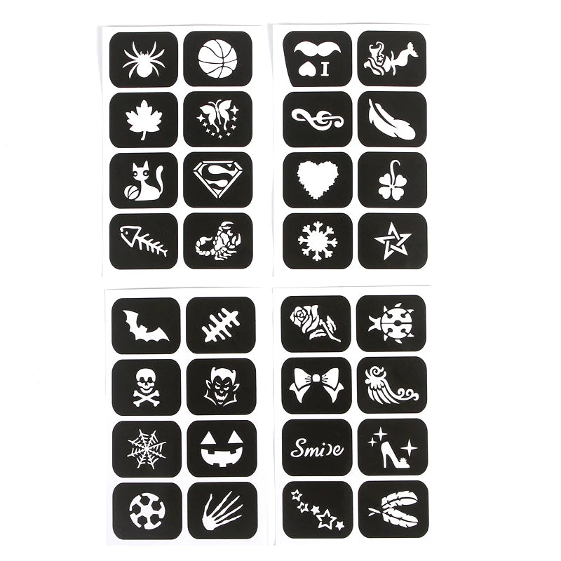 Halloween Face Kids Tattoos Templates Painted Stencils Glitter Airbrush Child Face Paint Tattoos Stencil (Random Patterns) Beauty World Shop