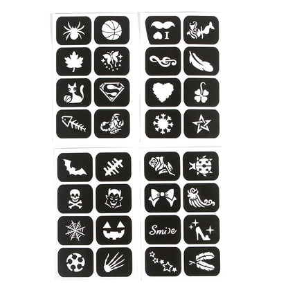 Halloween Face Kids Tattoos Templates Painted Stencils Glitter Airbrush Child Face Paint Tattoos Stencil (Random Patterns) Beauty World Shop
