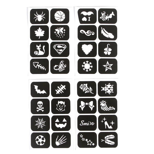 Halloween Face Kids Tattoos Templates Painted Stencils Glitter Airbrush Child Face Paint Tattoos Stencil (Random Patterns) Beauty World Shop